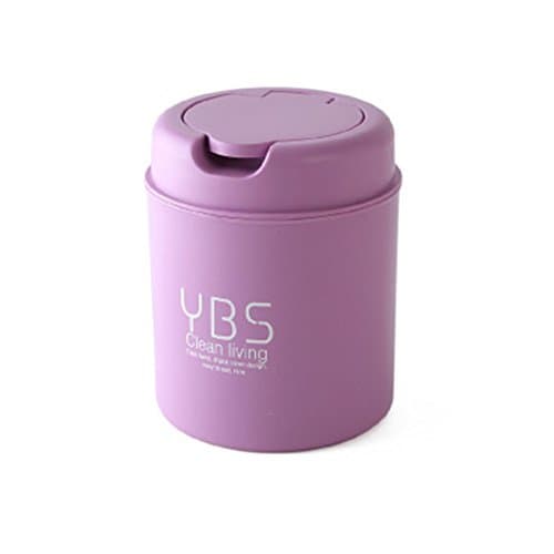 Baffect Mini Desktop Trash Can With Lid Small Household Office Clean Trash Bin,in White Calmshell Cover（purple）