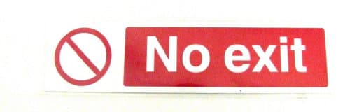 MINI RED & WHITE NO EXIT SELF ADHESIVE SIGN