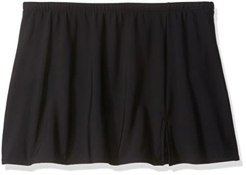 Shape Solver Women's Plus Size Side Slit Skirted Brief Bikini Bottom, Black, 22W
