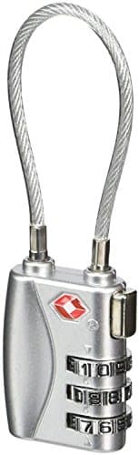 MITE 3-Dial TSA Combination Cable Luggage Locks Padlock for School Lockers,Travel Luggage Suitcases and Backpacks (Silver)