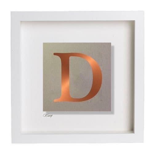 Personalised Copper Leaf Initial/Capital 'D' 3D Picture Black/White Box Frame. ALL Letters Avail. Also Gold/Silver. Gift Ideas for Christmas,for Her, Him, Kids, Baby, Weddings & Birthdays