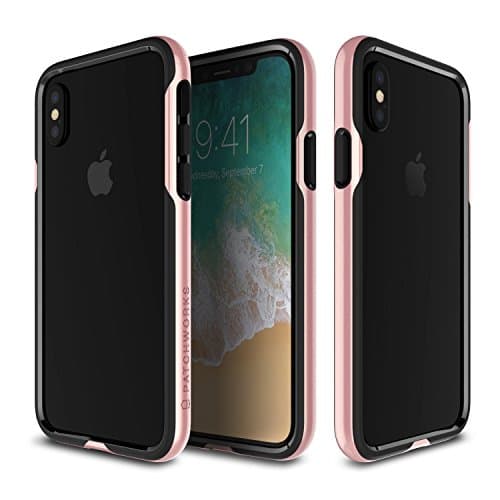 Patchworks iPhone X Case, [Level Silhouette Series] One Piece Triple Material TPU PC with Added Corner Cushion Drop Protection Bumper Frame Case for iPhone X/10 - Rose Gold