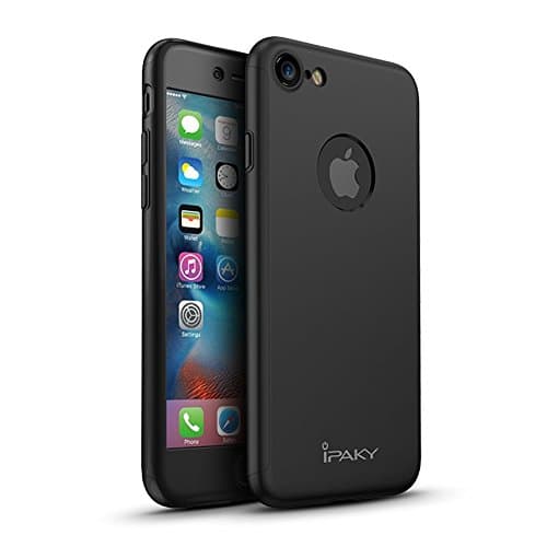 Iphone 7 Case,IPAKY® All-around Protective Premium Matte Dual Layer Hard Cover with Tempered Glass Screen Protector for iPhone 7(4.7) - Black