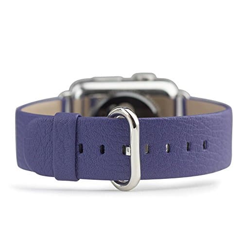 Marcel Robert Classic leather strap for Apple Watch 38mm - size M - PURPLE - compatible 1, 2 &amp; 3 series handmade by (France) from genuine French leather - steel buckle and adapters installed