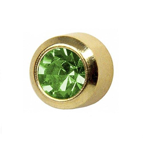 Studex Ear Piercing Mini Gold Plated Birthstone Stud Earrings 2mm Bezel Setting – August / Peridot
