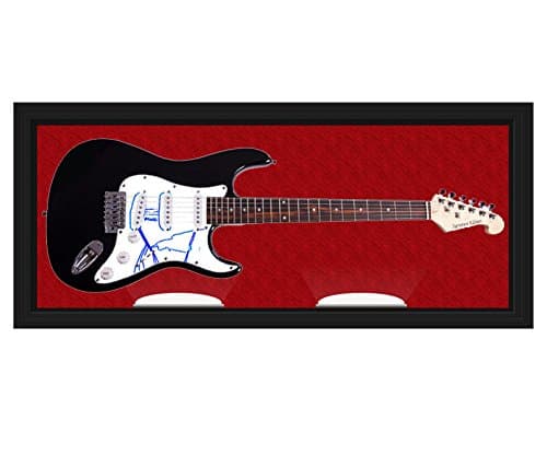 Bright Black Autographed Signed Guitar &amp; Custom Display Case UACC RD AFTAL