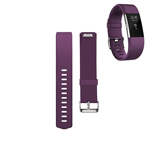 Yincol Smart Fitbit Charge 2 Replacement Bracelet Wrist Strap + Screen Protective Film Sets for Xiaomi Mi Band 2 Smartband Fitness Activity Tracker (06 Plum, Small(5.5"-6.7"))