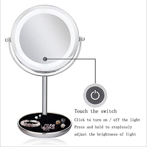 ZT Touch-Sensitive Led Makeup Mirror Table Lamp Desktop Portable Magnifying Mirror 5 Times Makeup Mirror Mirror
