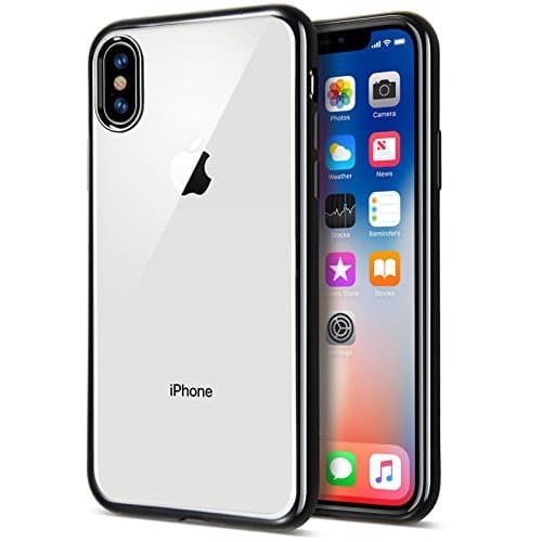 iPhone X Black Case, Clear Back Slim Fit Silicone Case and Screen Protector for iPhone X / iPhone 10 Cover [Black][5.8"], CaseTek TM