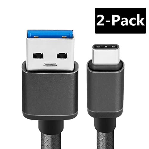 Samsung Galaxy S8 Type C Cable, CeeOne 2-Pack 3.3ft / 1m USB 3.1 Type C Super speed Nylon Braided USB C Charger Cable Cord for Galaxy Note 8 / S8 / S8 Plus, LG G5 / G6, Nokia 8 / 9, Google Pixel / Pixel2 XL, Nexus 5X / 6P, Huawei P9 / P10, Mate 9 / Mate 10, OnePlus 2 / 3 / 5 / 5T and More (3.3ft / 1m, Black)