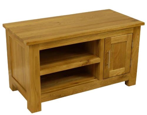 Solid Oakland Chunky Oak Small TV Plasma DVD Video Stand / TV Cabinet Unit / Assembled