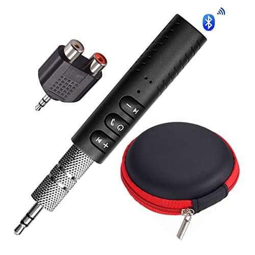 AROUSE Bluetooth Receiver 4.1 Aux Bluetooth Audio Adapter with Clip and 3.5mm Output Jack Hands-Free Calling for Home Stereo Speakers, Corded Headphones, Headsets, Earbuds, Black,AR-06