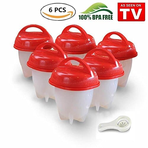 Egglettes-Egg Cooker Hard &amp; Soft Maker,BPA Free, Non Stick Silicone, No Shell,Silicone Eggs Maker without the Shell,As seen on TV environmental protection BPA FREE non-stick silicone egg cup (6 Pack) (red)