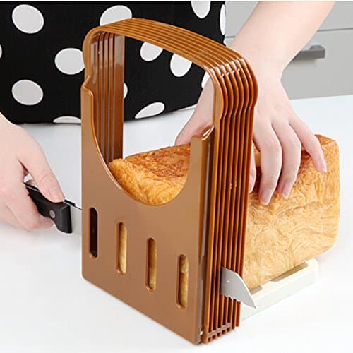 newhouse 1PCS Compact And Foldable Kitchen Baking Bread/Loaf/Toast Slicer/Cutter Cutting-Cuts Even Slices (brown)