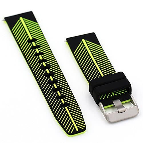 Runtenic 22mm Quick Release Replacement Watch Bracelet Strap Gear S3 Smartwatch Band Soft Silicone Sport Bands for Samsung Gear S3 Frontier / Classic Gear2 R380 Neo R381 Live R382 / MOTO 360 2nd 46mm/Pebble Time / LG G Watch W100/W110/Urbane Waterproof Accessories Wristband (Black Green)