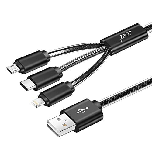 Multi Charger J2CC 3 in 1 USB Charging Cable Adapter Connector with Lighting/Micro USB/Type C (Jelly+Black)