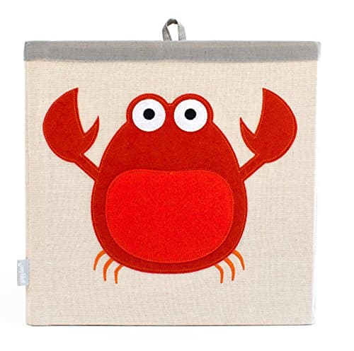 Grey Bee Animal Theme Canvas Storage Cube Bin Box for Kids, Red- Crab