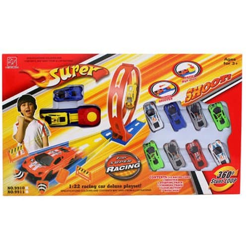 Tenglida 21782 Stunt and Loop Race Track Launcher Set - includes 8 Cars