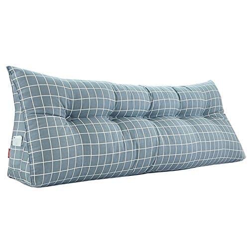 NQFL Cushion Decorative Pillows Triangular Cushion Bed Pillow Double Bed Soft Pack Bed Backrest Washable,Grey-180*20*50cm