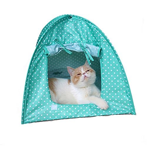 JeeLet Pet Super Cute Washable Durable Polka Dots Style Foldable Cat Tent House