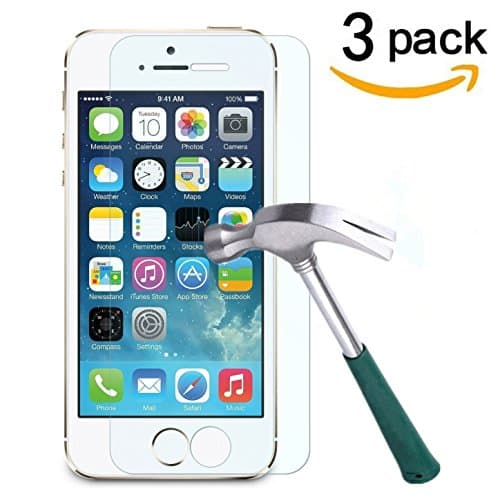 iPhone 5/5S/SE/5C Screen Protector,Juyi [Anti-Bubble] [HD Ultra Clear] Premium Tempered Glass Screen Protector for iPhone 5, iPhone 5s,iPhone SE,iPhone 5c (5se-3pack)
