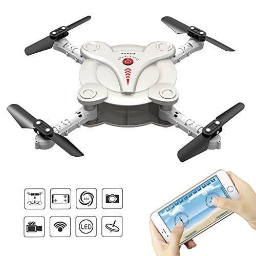RC Quadcopter Drone with FPV Camera - Flexiable Foldable Aerofoils - App and Wifi Control UAV - Altitude Hold 3D Flips & Rolls- 6-Axis Gyro Gravity Sensor RTF Helicopter by Kidcia (White)
