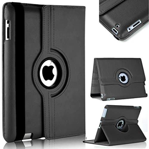 For New Apple iPad 9.7 5th Generation 2017 360° Leather Stand Case Cover (iPad 9.7" 5th Gen 2017, Black)