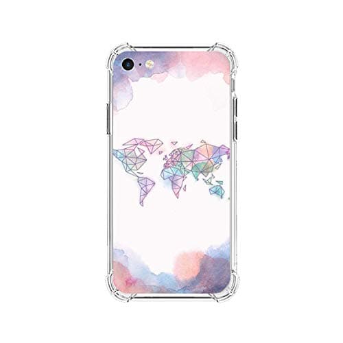 Original iPhone 6p/6s Plus Case Clear TPU Soft Slim Flexible Silicone Cover Full Screen Film Phone Case for Apple Steel Film World map