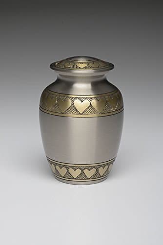 TheUrnCo Hand Engraved Heart Design Cremation Urn ENGRAVABLE - (Solid Brass) Brand New!