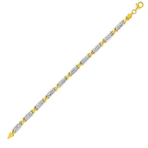 14K Two-Toned Yellow and White Gold Double "S" Pattern Bracelet
