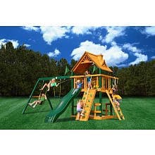 Gorillaplay Sets Home Backyard Playground Chateau II Cedar Swing Set with Timber Shield