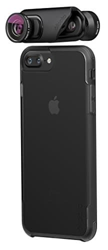 olloclip — CORE LENS SET + OLLO CASE Combo for iPhone 8/8 Plus and iPhone 7/7 Plus — Includes 1 iPhone case for iPhone 7 &amp; 8 + TELEPHOTO Premium Glass Lens — Lens: Black/Black, Case: Clear