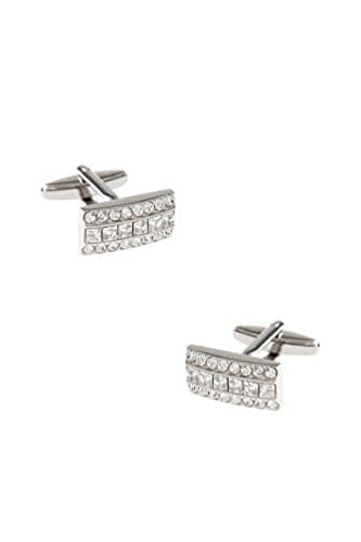 Very Rhimestone Rectangle Clear Metal Cufflinks