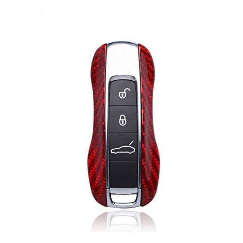 BYSDSG for Carbon Fiber Remote Fob Key Case Shell Cover For Porsche Panamera 970 971 Cayenne Macan Boxster Cayman 981 982 718 991 911 918,type B red