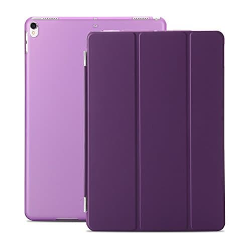 iPad Pro 10.5 Case, XULIS Two-Piece Separated Design Stand Transparent Back Cover Slim Auto Wake up/Sleep Function Protective Case for Apple iPad Pro 10.5 2017 Release (Tri- fold Purple)