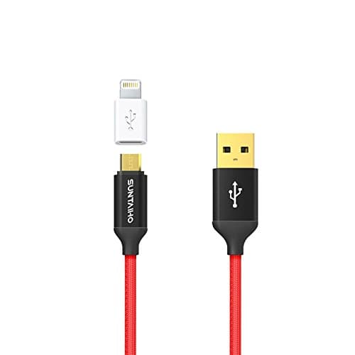 Suntaiho Micro USB to 8 Pin Lightning Adapter Conector (Apple Certified) for iPhone 7/7Plus/iPhone 6/6s/6s Plus/iPad and more (USB Cable+Lightning Adapter)