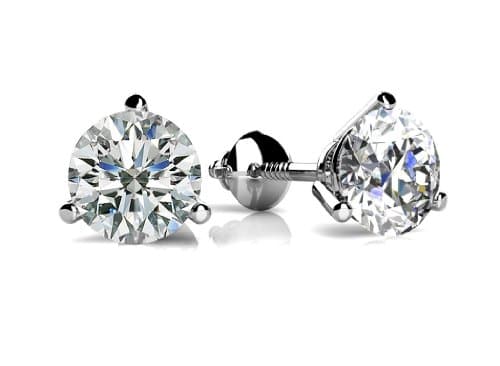 1.00 ct Round Cut Diamond Martini Setting Stud Earrings in Screw Back