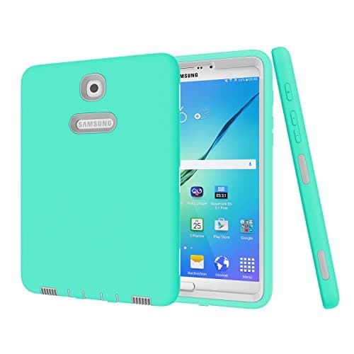 Galaxy Tab S2 8.0 Case, SinYong Heavy Duty Shockproof Drop Resistance Anti-slip Hybrid Protective Cover for Samsung Galaxy Tab S2 8.0 inch Tablet (SM-T710 T715 T713) (Mint+Grey)