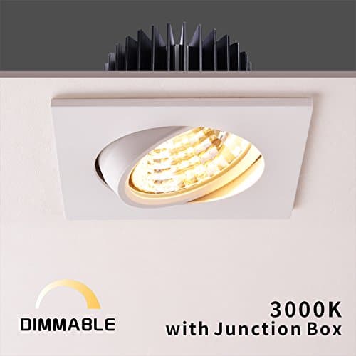 OBSESS 3 inch LED Dimmable Recessed Downlight Adjustable Recessed Lighting Fixture, Ceiling Light with Connection Box 3000K Warm White (White)