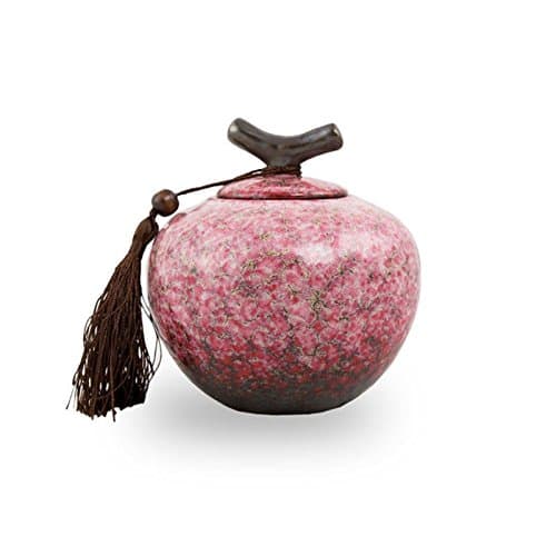 Branch Ceramic Keepsake Urns - Extra Small - Holds Up to 20 Cubic Inches of Ashes - Sakura Pink Cremation Urn for Ashes