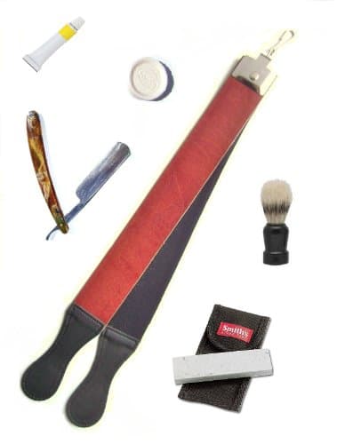 Straight Razor Double Strop Paste Finest Shaving Set 6 Pcs