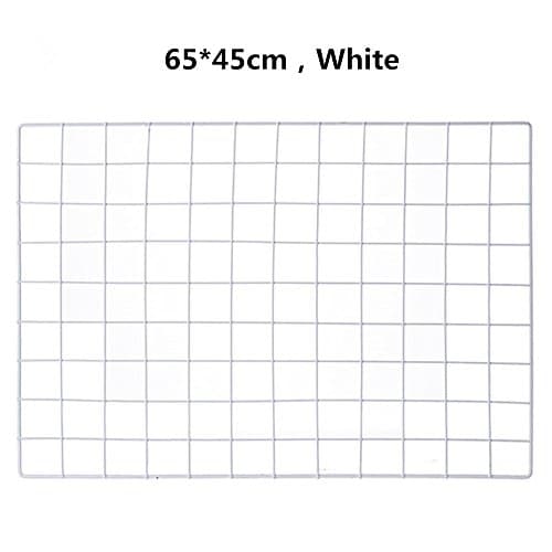 DIY Iron Grid Panel photo wall Multifunction Metal Mesh Wall Decor/hanging Photo Wall/Wall Art Display &amp; Organizer （60x45cm,Black） (White)