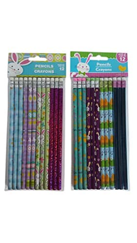 24 Easter Themed Holiday Pencils Bundle Pack of Two (2) Assorted Sets of 12 Pencils Each