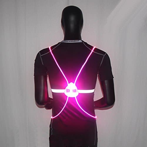FB Sports High Visibility Reflective Vest Exercise Belt with Luminous LED Fiber Optics for Running, Jogging Cycling, Walking, Dog walking, Motorcycle, and Horse Riding