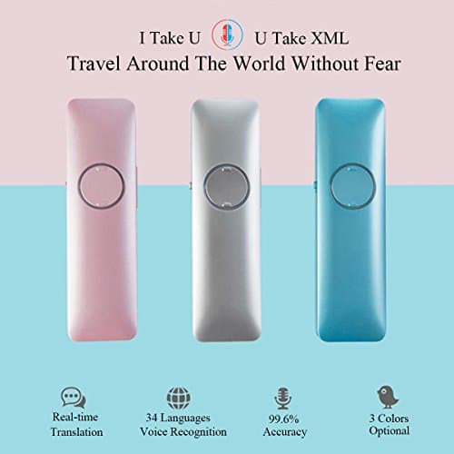 34 Languages Smart Voice Translator Handy Pocket Electronic Bluetooth Device Speech Interactive Translation English Chinese Spanish Japanese for Learning Travelling Business Meeting(Pink)