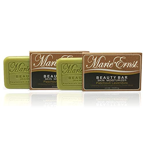 Marie Ernst 2-Pack, 4 Half Bar Soaps That Combine into 2 Full Patchouli Lavender Bars, Shea Butter, Olive Oil, Aromatic Lavender Scent, Vegan Bath Soap for Men and Women