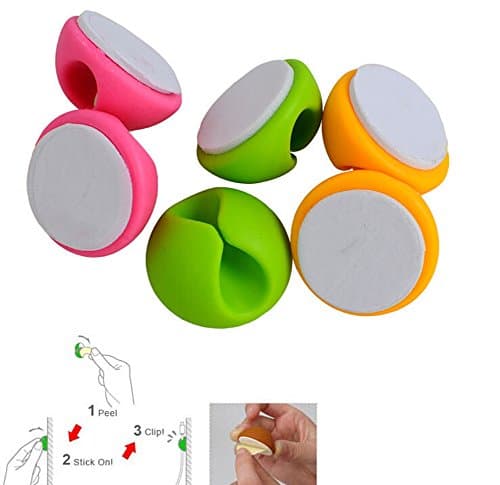 6PCSQingsun CableDrop Multi Purpose Cable Clip for Apple Device, Table Cable Management (Multicolor)