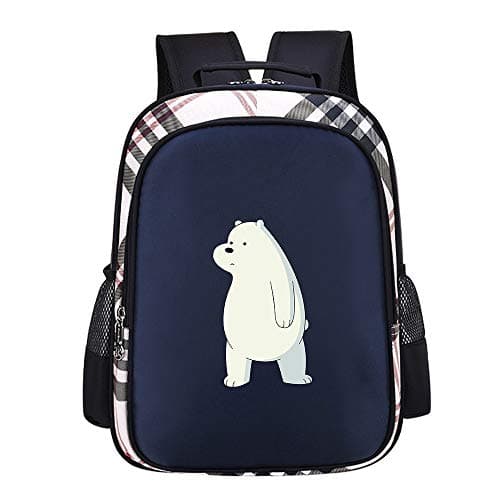 We Bare Bears Children's Backpack Solid Color Backpack School Nylon Backpack School Students Boys Girls Daily Use and Outdoor Backpack (Color : Dark Blue01, Size : 32 X 15 X 40cm)