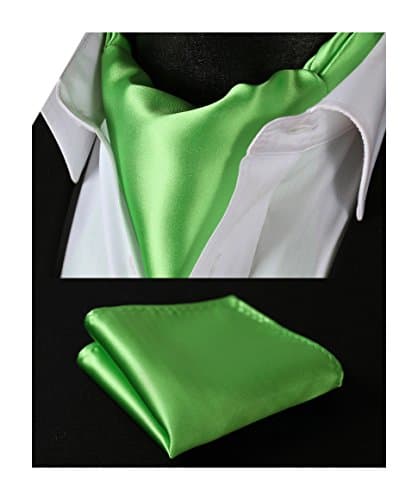 SetSense Men's Solid Jacquard Woven Self Cravat Tie Ascot Set One Size Green