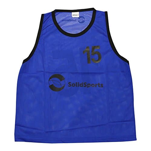 Solid Sports Numbered Training Bibs, Adult Blue